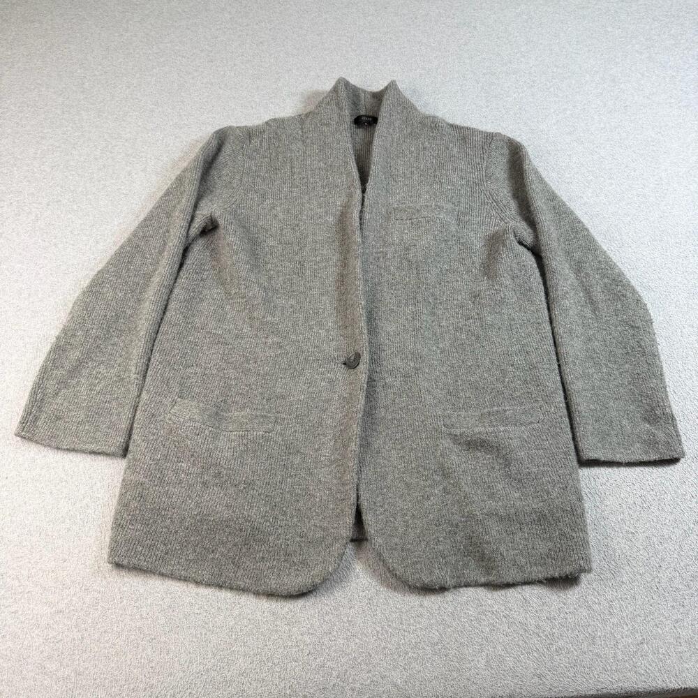 J Crew Sweater Women Medium Gray Cardigan Wool Alpaca Blend Coatigan Heritage